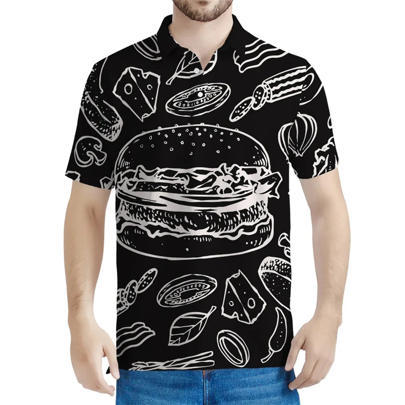 Cute Hamburger Graphic Polo Shirt For Men Children 3D Printed Cartoon Food Tees Leisure Streetwear Summer Fashion Tee Shirts