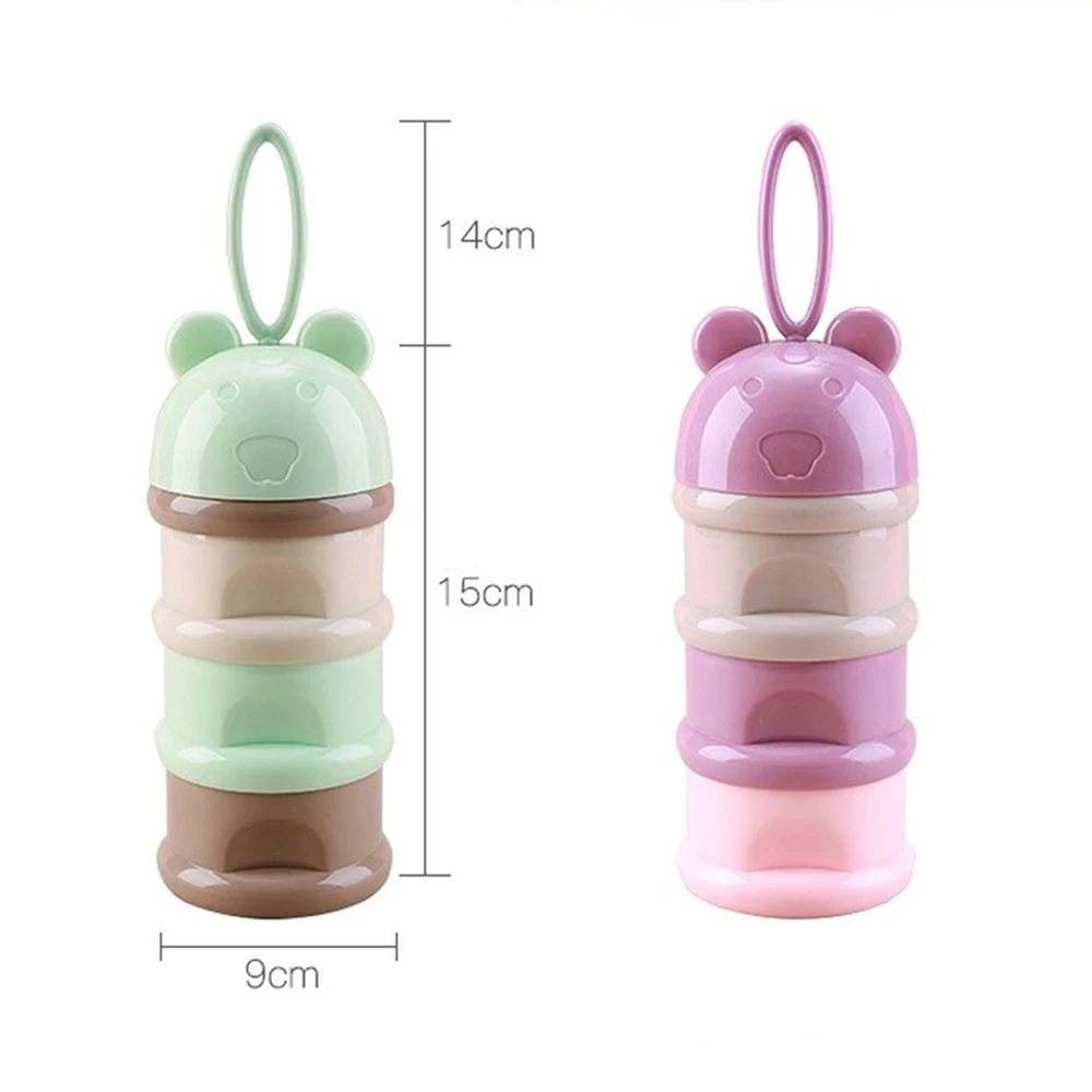 3-Layer Bear Style Portable Baby Food Storage Box Essential Cereal Cartoon Milk Powder Boxes Toddle Kids Formula Milk Container