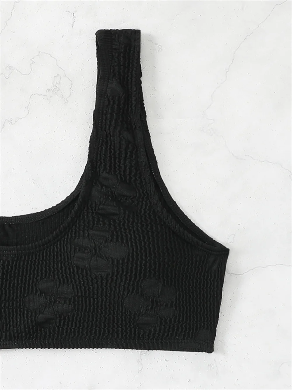 Sexy Zwarte Jacquard Bikini Sets Geribbeld Tankini Badpak Push Up Bikini Thong Vakantie Badmode Vrouwen Strand Outfit Badpakken