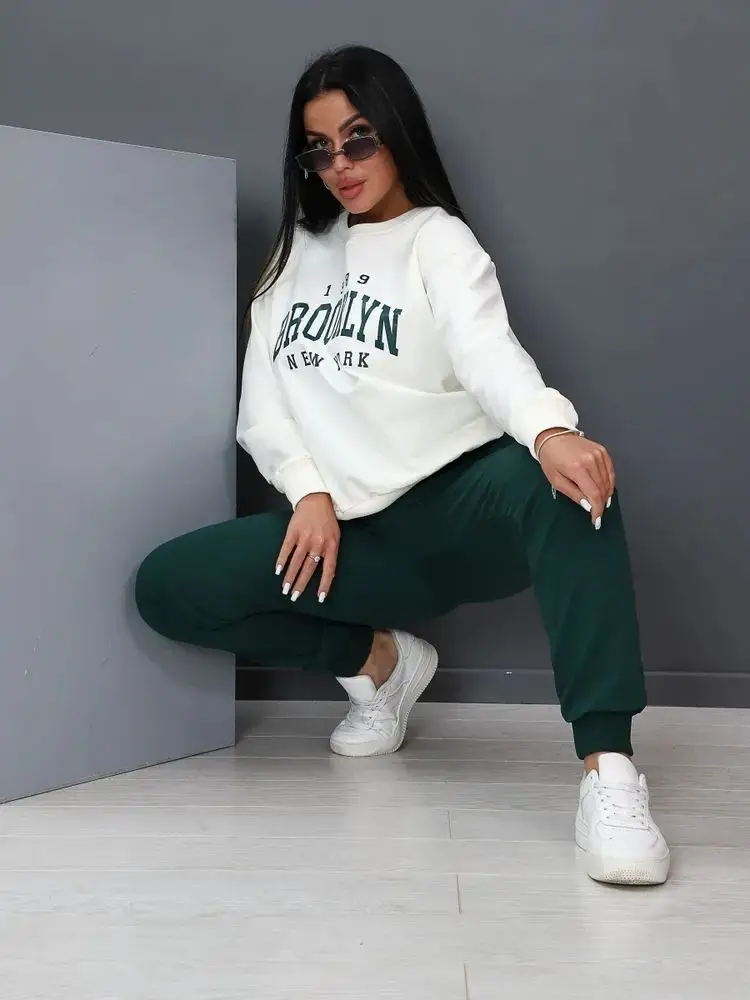 Okrągły dekolt, luźna, cienka bluza z kapturem w stylu koreańskim, vintage nadruk z literami, uniwersalna bluzka z długim rękawem na jesień i zimę, styl Ins, temperament.