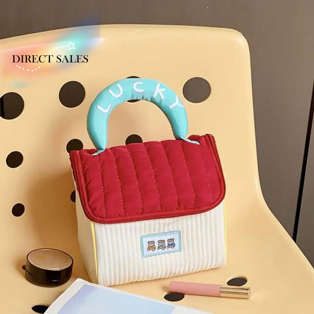 

Kawaii Cartoon House Cosmetic Bag Large Capacity Cotton Printed Pouches Bag Organizer Thickened Japanese Style Make Up Pouch Bag
