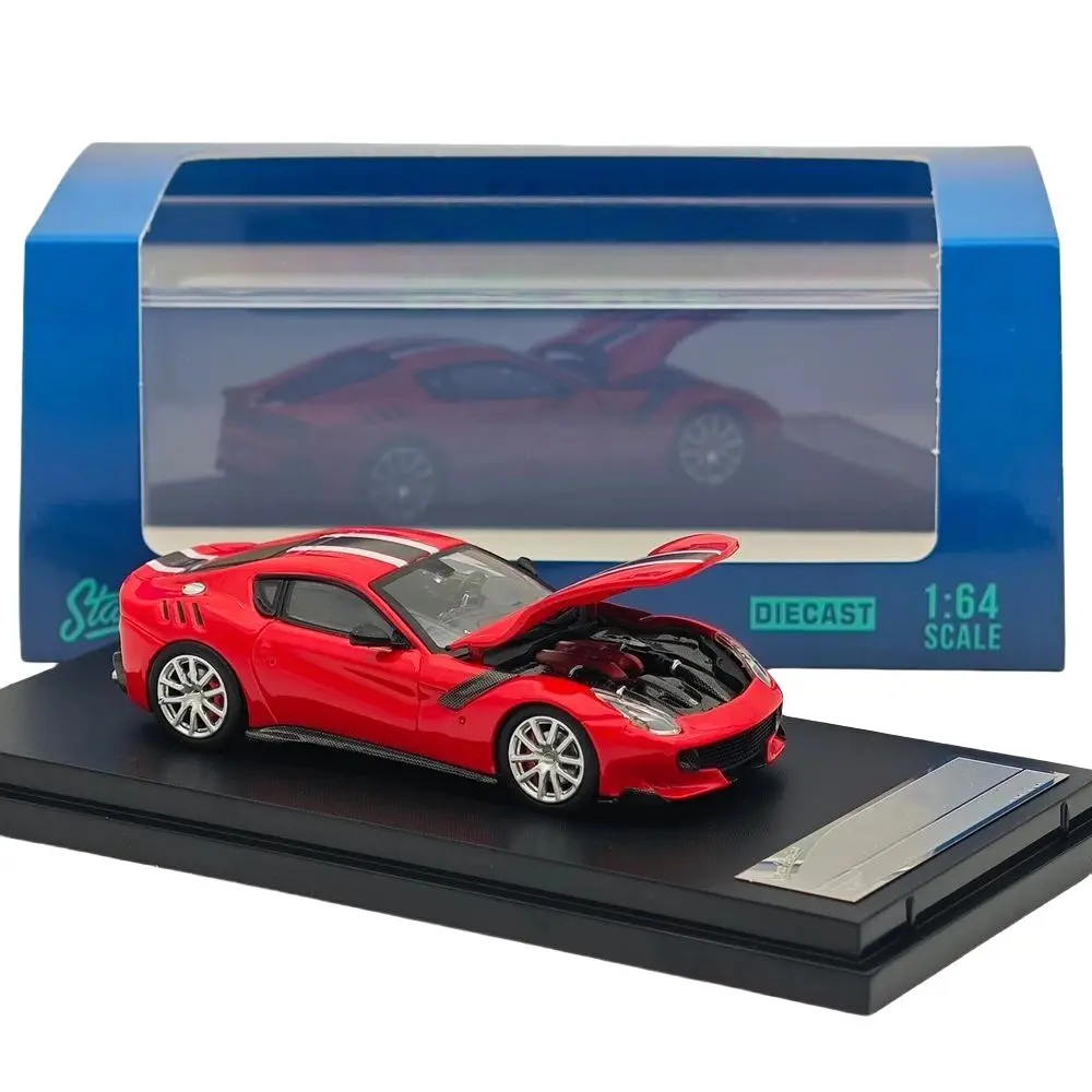 Stance Hunters SH 1/64 F12 TDF Hood Opens Red pull flower Diecast Models Car Miniature Limited Collection Toy Vehicle Models