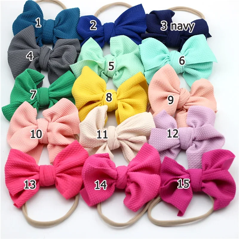 Newborn Large Bow Headwrap One Size Baby Girl Fabric Messy Bow Headband Nylon Headband Infant Bebes Hair Bows Turban Bowknot Tie