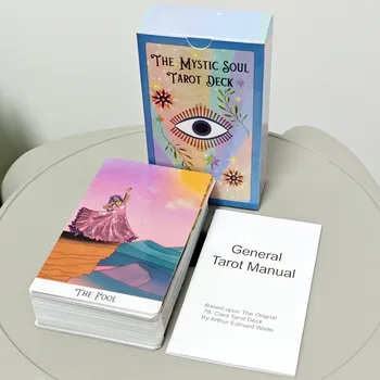 Tarot Mystic Soul de 12x7cm, 78 tarjetas con guía, colores vibrantes durante todo el juego, para aumentar la energía del lector