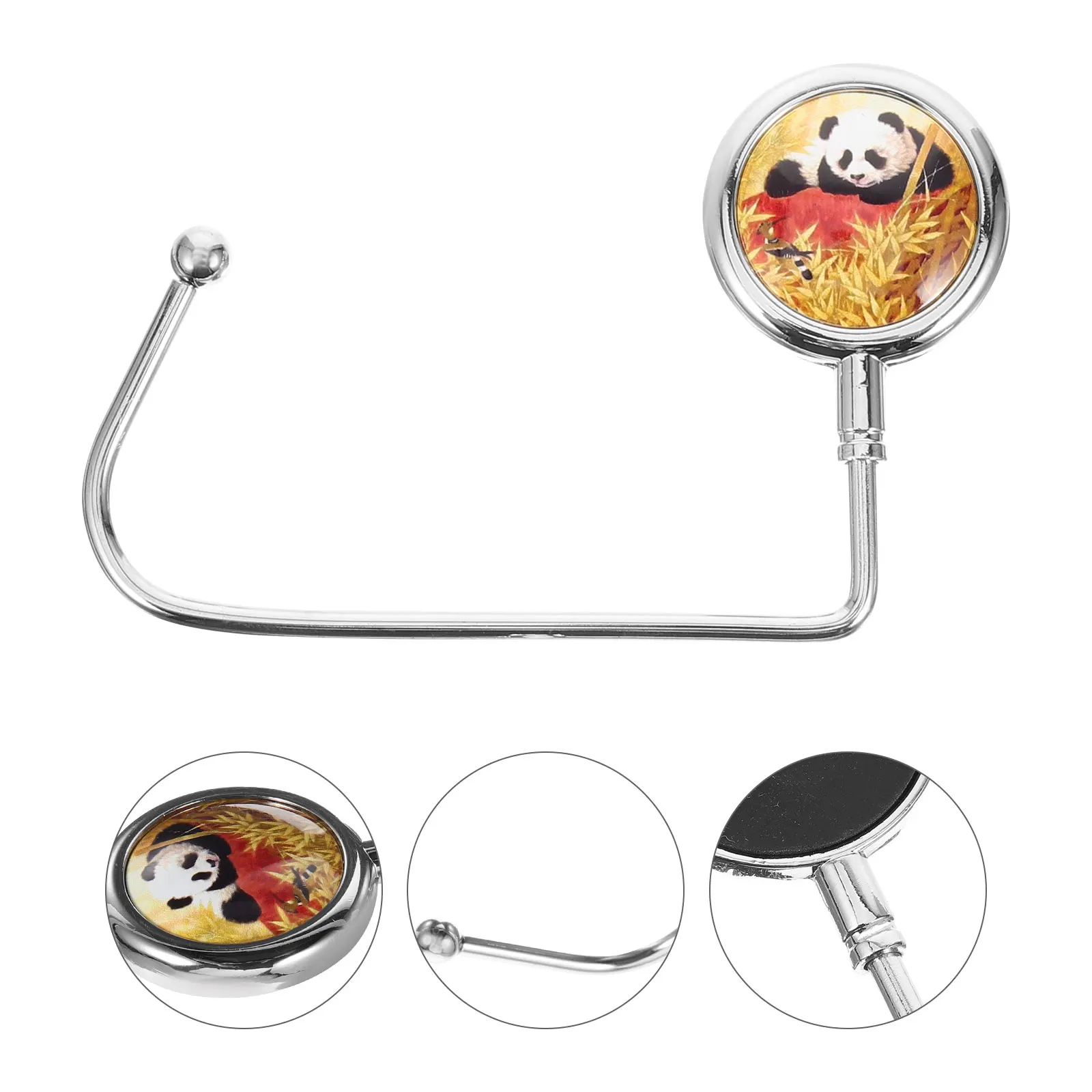 2pcs Bag Stainless Steel Panda Design Purse Hangers For Table Purse Hanger Desk Table Handbag Holder Travel Use SchoolbagHooks