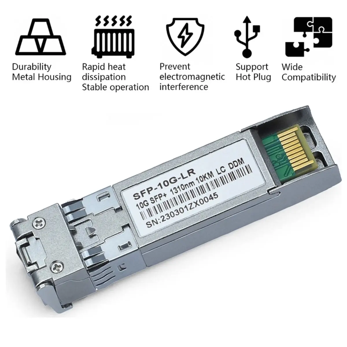 10G SFP+ Fiber Optical Transceiver Module 1310nm 10KM Single-Mode 2 LC Fiber 10 Gigabit SFP DDM for Switch