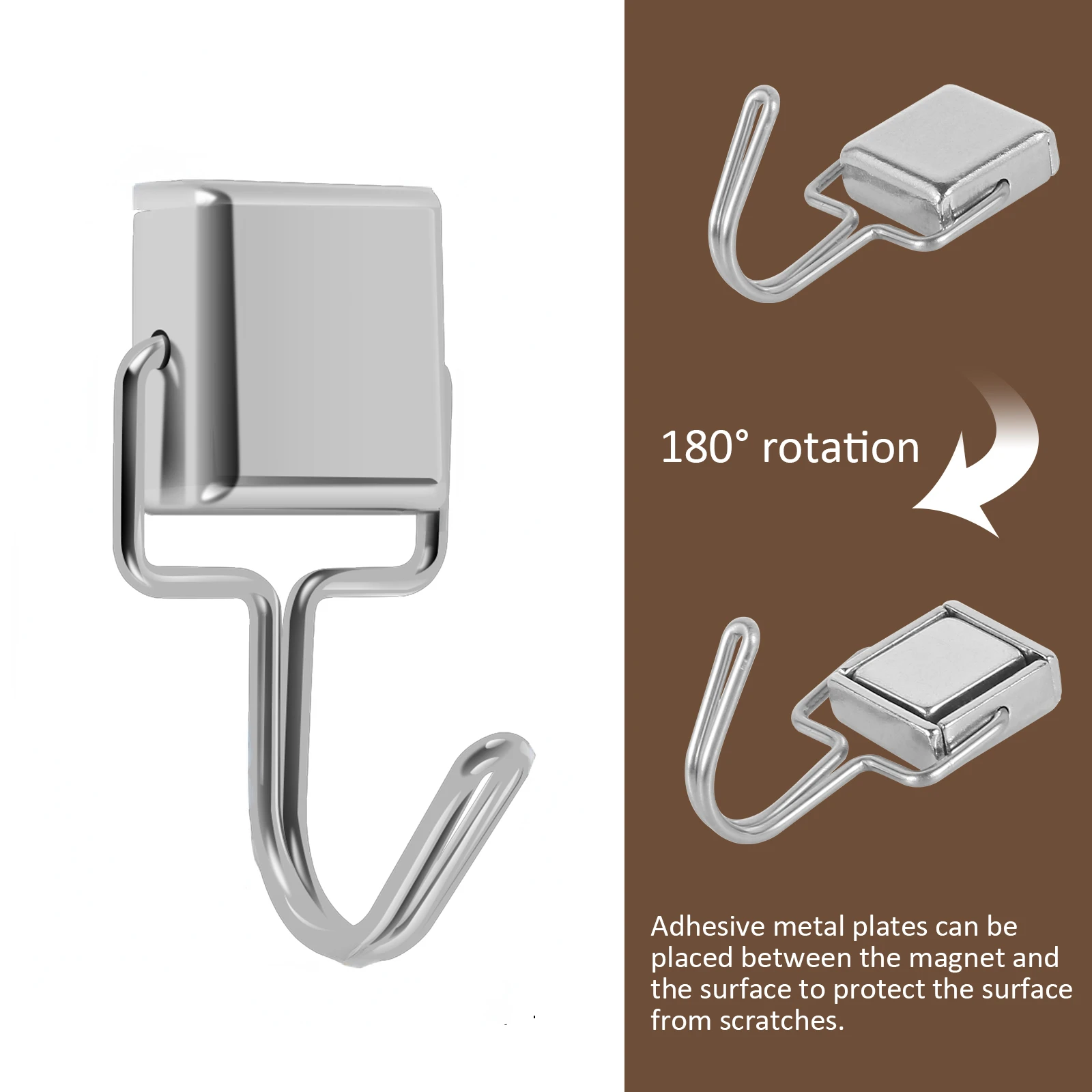 50Pcs 180° Swivel Square Magnetic Hooks Heavy Duty Magnet Hanging Hooks Metal Refrigerator Hooks Horizontal Neodymium Magnetic