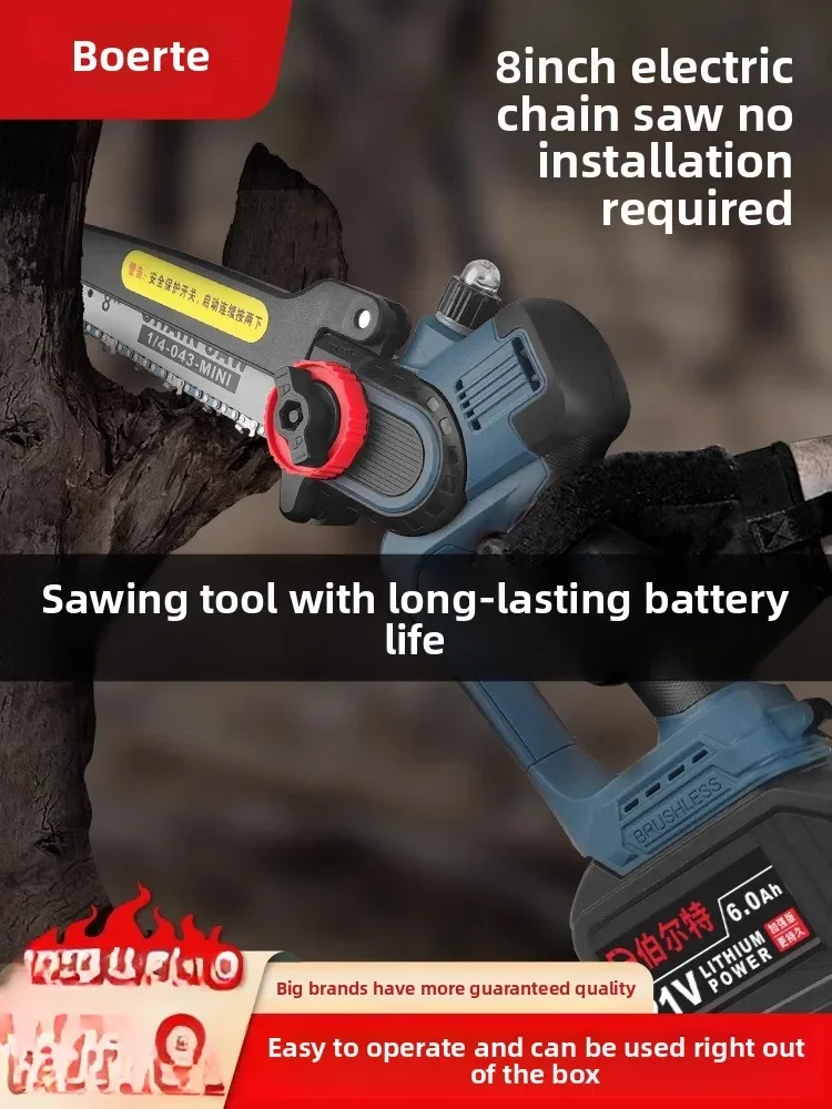 110V/220V Cordless Chainsaw Rechargeable Lithium Battery Electric Chainsaw for Home Use Lightweight Handheld Tree Cutting AN