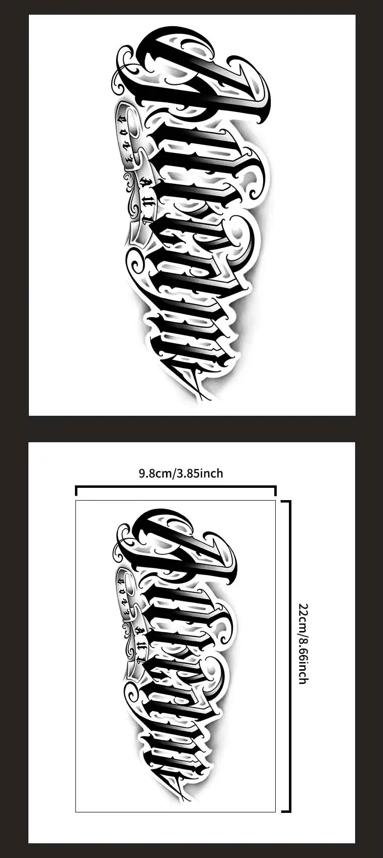 1 Stück 2,5D handgeschriebene Schriftart Arm wasserdicht temporäre Tätowierung, langlebig 1-2 Wochen, realistisches semi-permanentes Fake-Tattoo – Detail 2