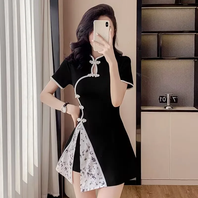 New In Matching Sets Two-Piece Cheongsam Short Dress Retro Chinese Style Tops and Shorts Suit New Improved Design for Women image 4