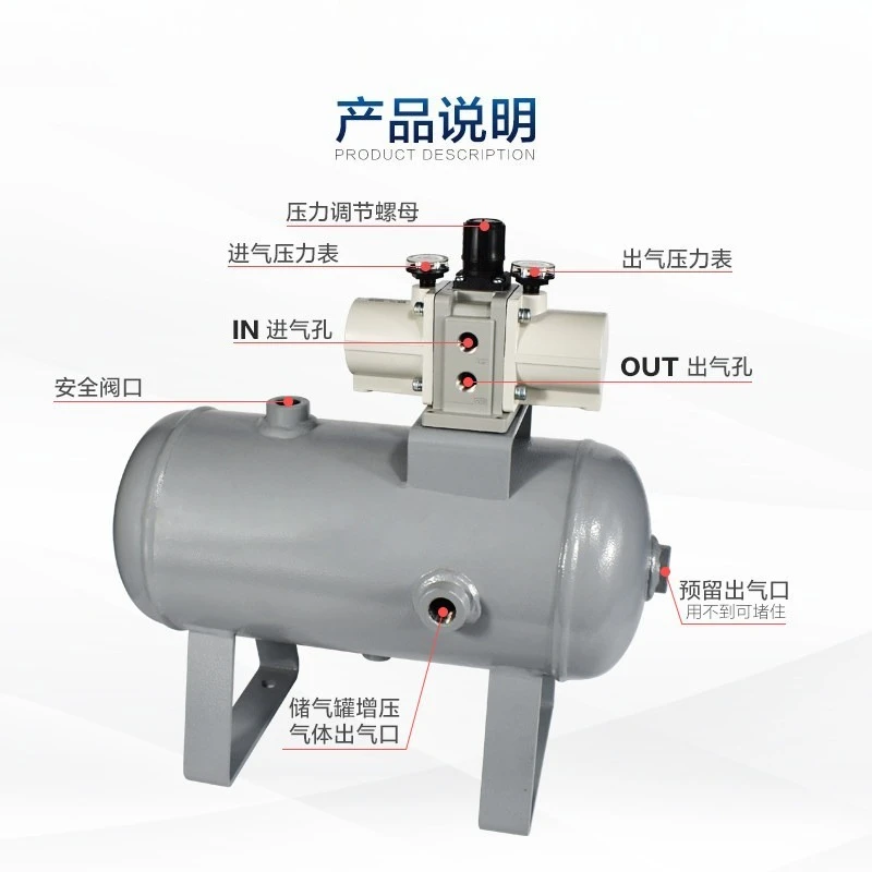 Pneumatic Booster Valve VBA Series Air Booster Pump VBA10A-02 VBA20A-03 VBA40A-04 Compressed Air Pressure Amplifier