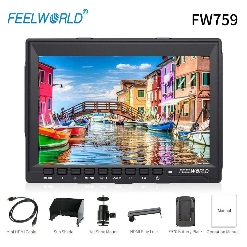 

FEELWORLD FW759 7″ IPS Digital SLR Camera On-site Monitor 4K HDMI 1280x800 Camera Field DSLR Video Monitor with Peaking Focus