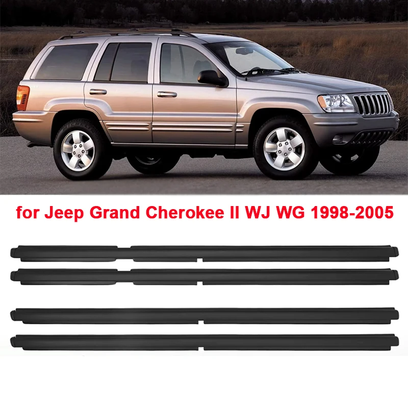 

4Pcs/set Window Weather Strip Window Glass Waterproof Pressure Strip Sealing StripFit for Jeep Grand Cherokee II WJ WG 1998-2005