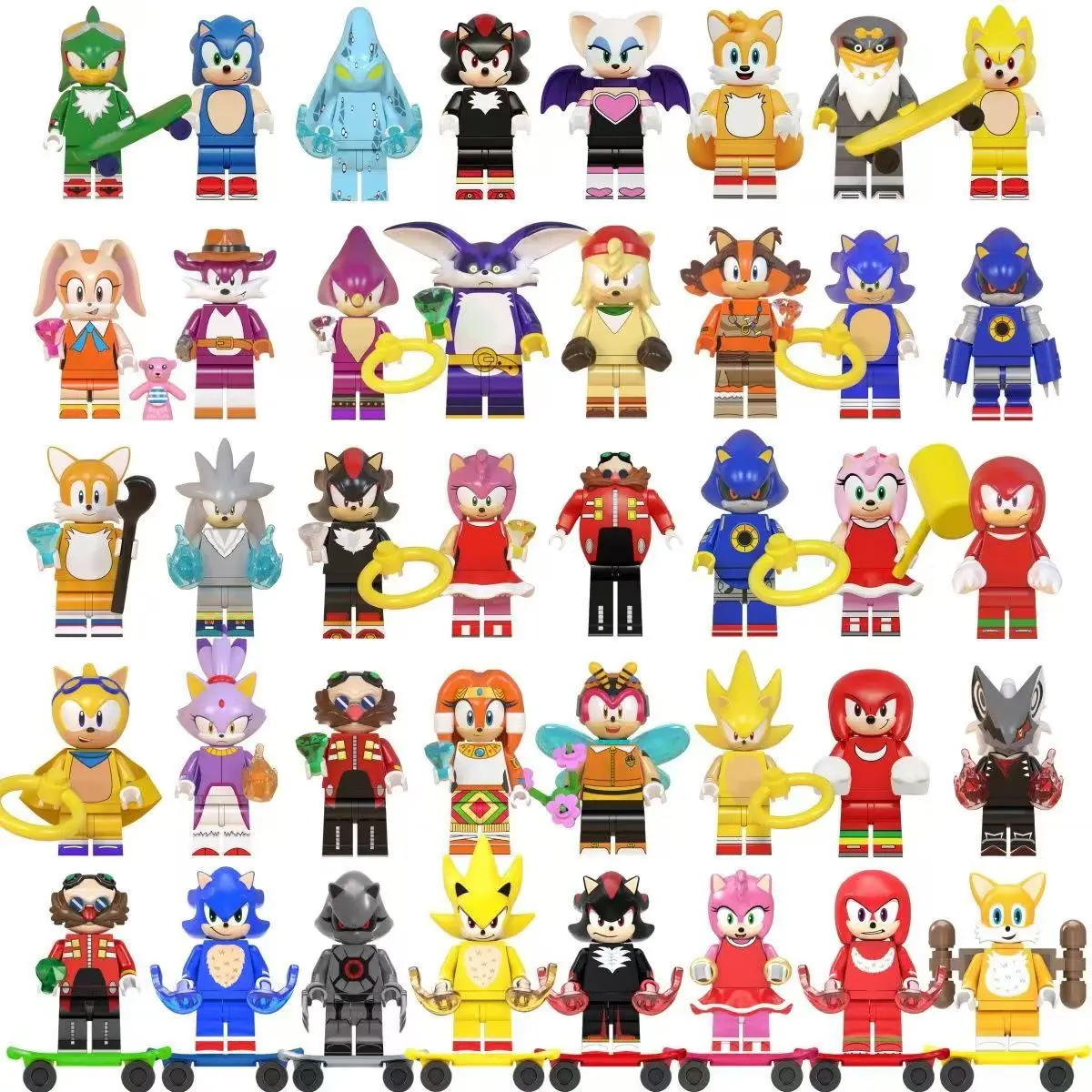 Conjunto de 8 Peças de Blocos de Montar do Sonic, o Ouriço, do Anime, Mini Figuras de Ação, Quebra-Cabeça, Modelo de Boneco, Ornamento, Brinquedo de Montar, Presentes de Aniversário