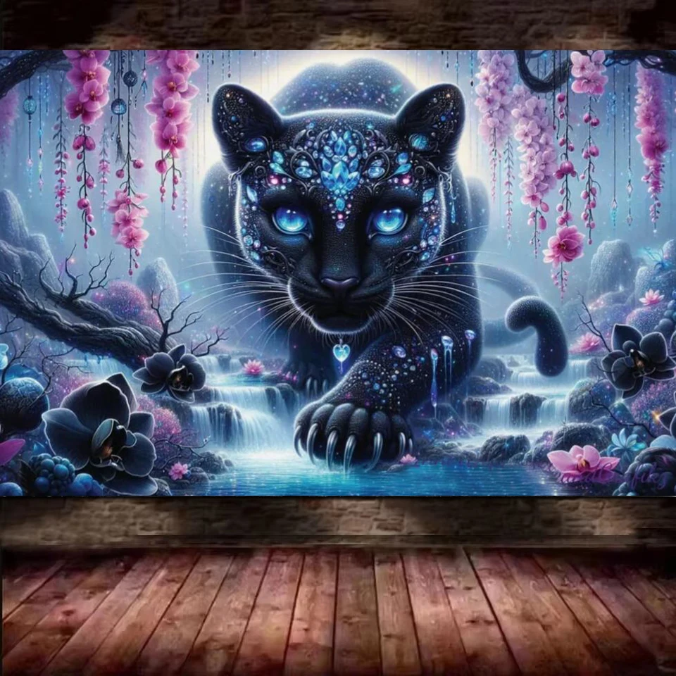 

DIY яркие цвета печатает черный леопард 5D алмазная живопись для взрослых начинающих, полная алмазная вышивка мозаика вышивка крестиком