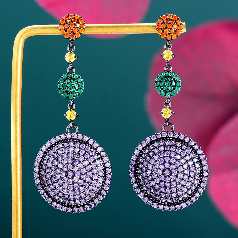 

Missvikki Trendy DIY CZ Big Round Pendant Original Earrings for Women Girl Daily High Quality Japanese Korean Gothic Accessories