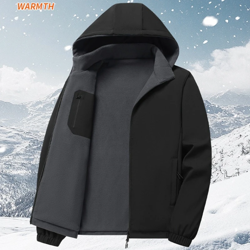 

Double-sided Wear Polar Fleece Jacket Men Business Casual Hooded Jackets Autumn Winter Men's Outdoor Travel Jackets Man Clothing
