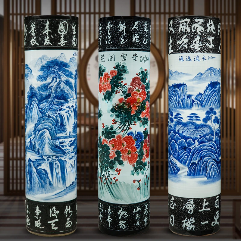 Hand Painted Blue and White Quiver Living Room Company Floor Ceramic Vase Furnishings Ornaments