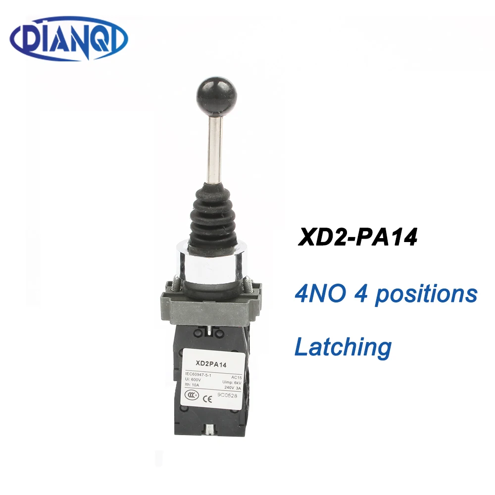 2NO 2 موقف مزلاج XD2-PA12 PA14 الروك عصا التحكم تحكم الربيع عودة الروتاري الصليب مفاتيح إعادة تعيين PA22 PA24 4NO 4 موقف