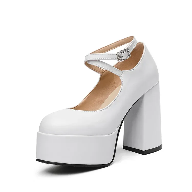 Oversize Large size Big Size Waterproof platform high-heeled single shoes ladies high heels women shoes Thick Heel