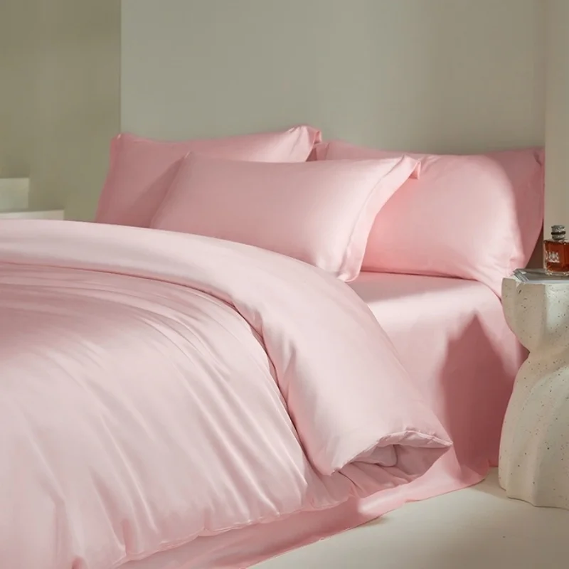 

1pc Silk Like Duvet Cover Lyocell Quilt Cover Soft Breathable Cooling Cover 220*240 Full Queen Size Duvet Light Pink Home
