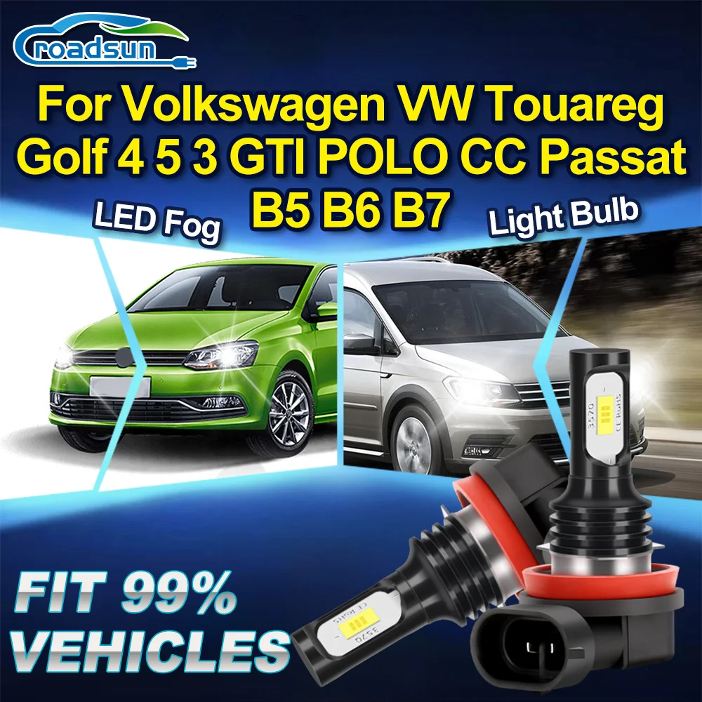 

ROADSUN для Volkswagen VW Touareg Golf 4 5 3 GTI POLO CC Passat B5 B6 B7 Canbus светодиодная противотуманная фара высокого качества ампула противотуманной фары