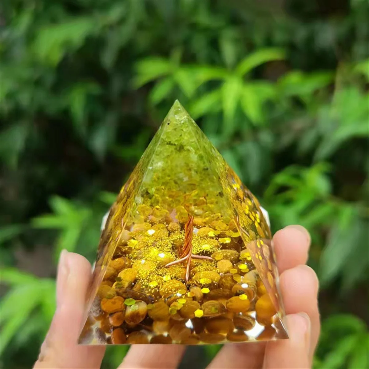 50mm Crystals Orgone Pyramid Energy Generator Natural Peridot Reiki Chakra Meditation S2