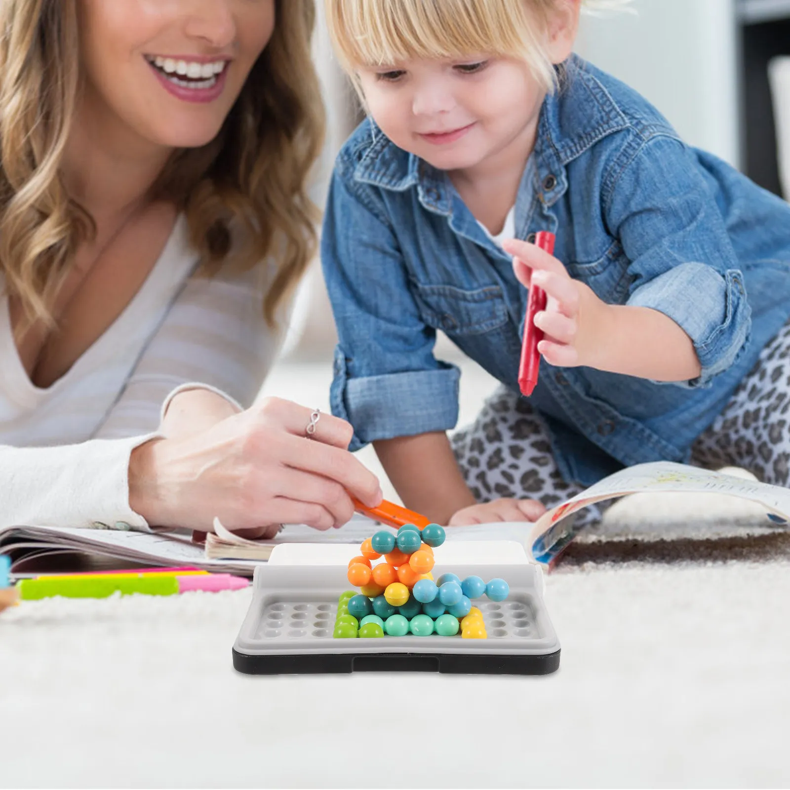 

1Set Wisdom Pyramid Beads Intelligence Logical Thinking Game for Kids Educational Creativity Development Portable Brain