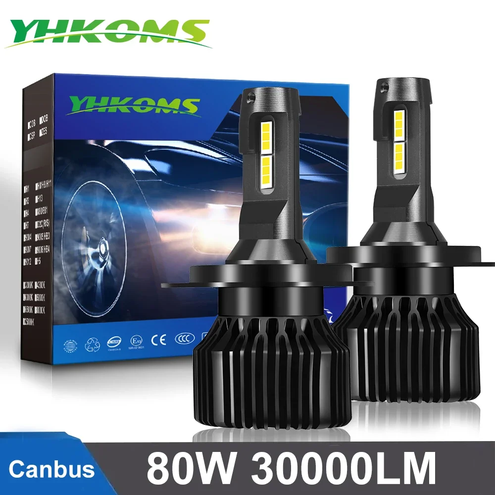 

YHKOMS Canbus 80 Вт 30000LM H4 H7 светодиодный Автомобильная фара H1 лампы H3 9005 9006 H8 H9 H11 H16 5202 9004 9007 H13 880 881 9012 D2 D4