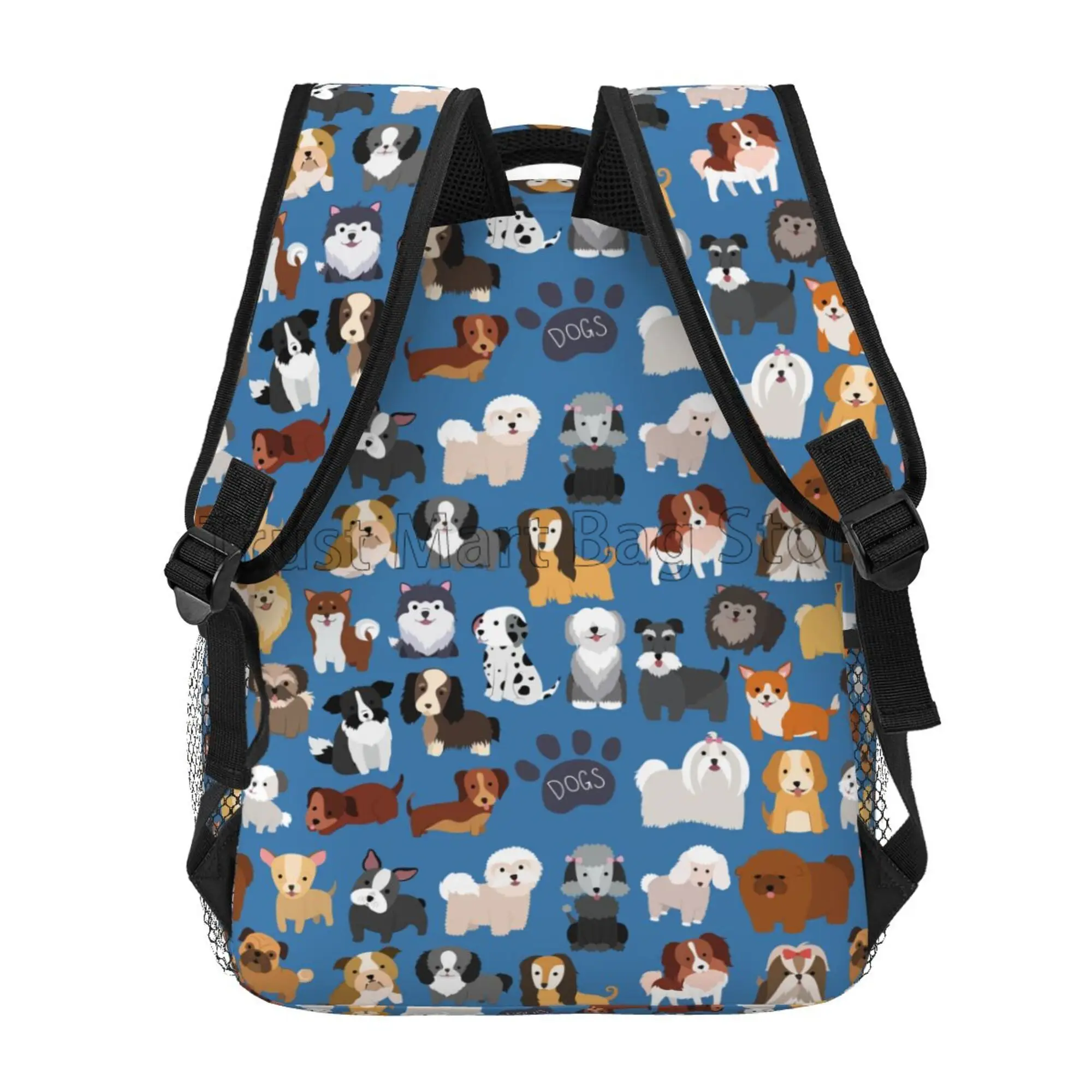 Cute Doodle Dog Print Puppy Animal Large Backpack for Kids Boys Girls Student Personalized Laptop IPad Tablet Travel School Bag