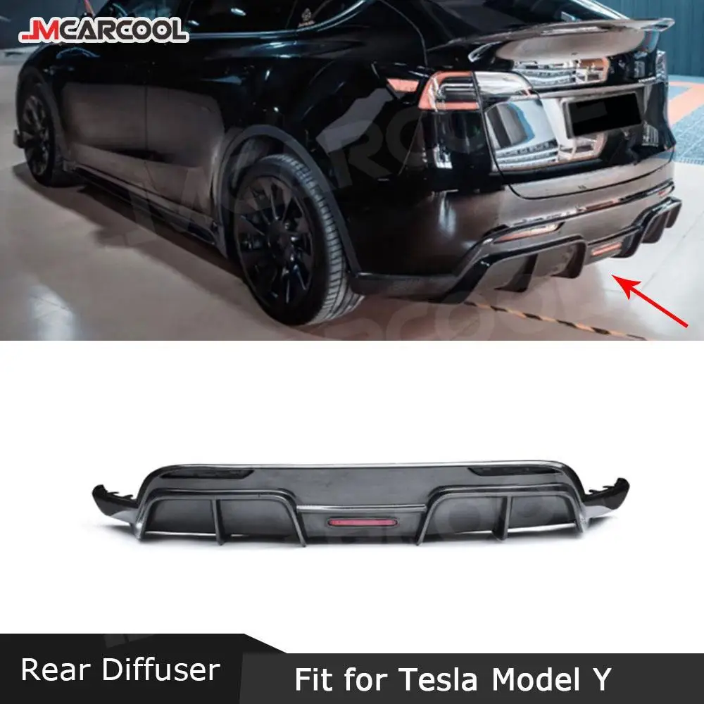 

Carbon Fiber Material Rear Bumper Lip Diffuser FRP Prime Extension Covers Accessorise For Tesla Model Y Auto Car Decoration