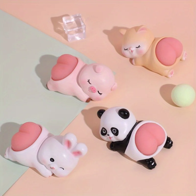 

Cute Animal Squeeze Toy Elastic Butt Decompression Toys Creative Panda Pig Pinch Soft Ass Car Desktop Decorative Ornaments Gifts