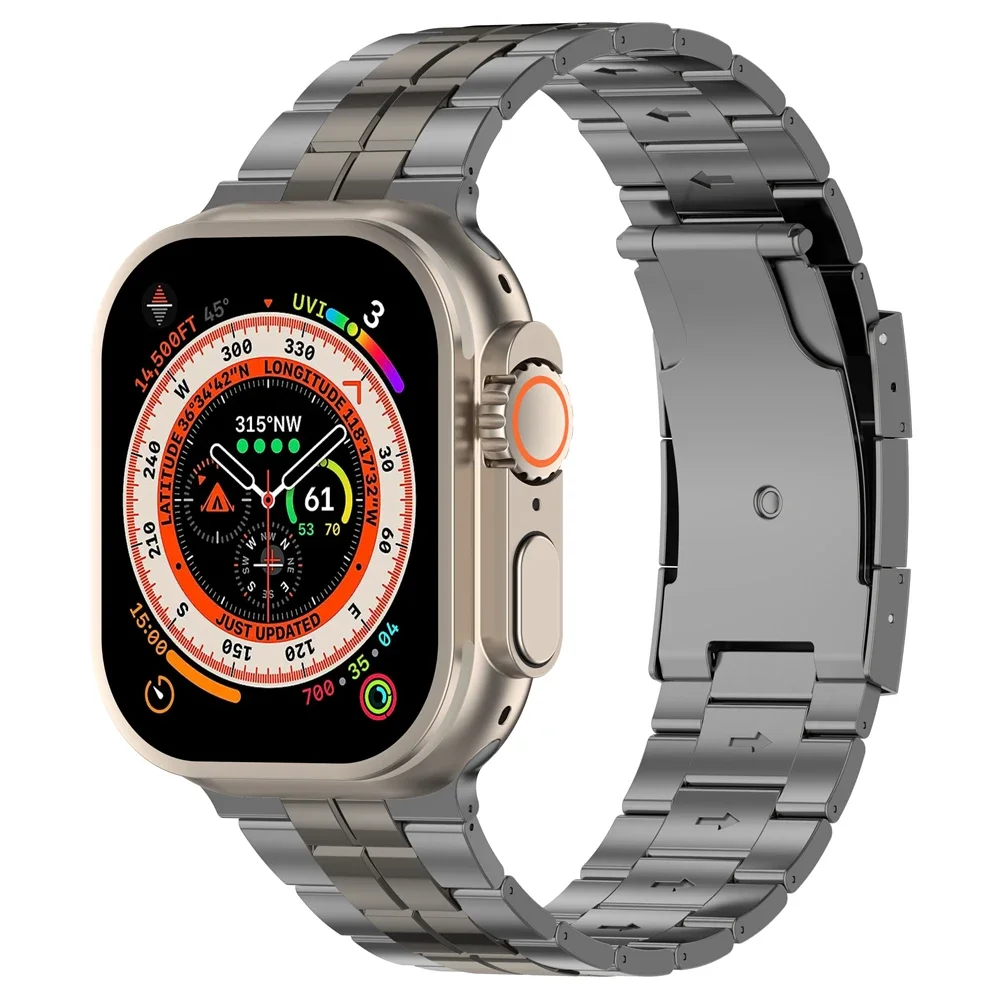 Apple Watch用チタンストラップ,デラックスブレスレット,ビジネスシリーズse,男性と女性用,9, 8ウルトラ,7, 6,メタルiwatch,49mm, 41mm, 45mm 44mm、40mm