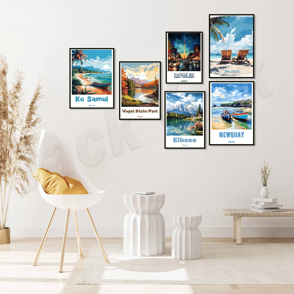 Ho Chi Minh City, Vietnam, French Riviera, Berlin, Lüneburger Heide, Seychelles, Koh Samui, Maldives, Cornwall travel posters