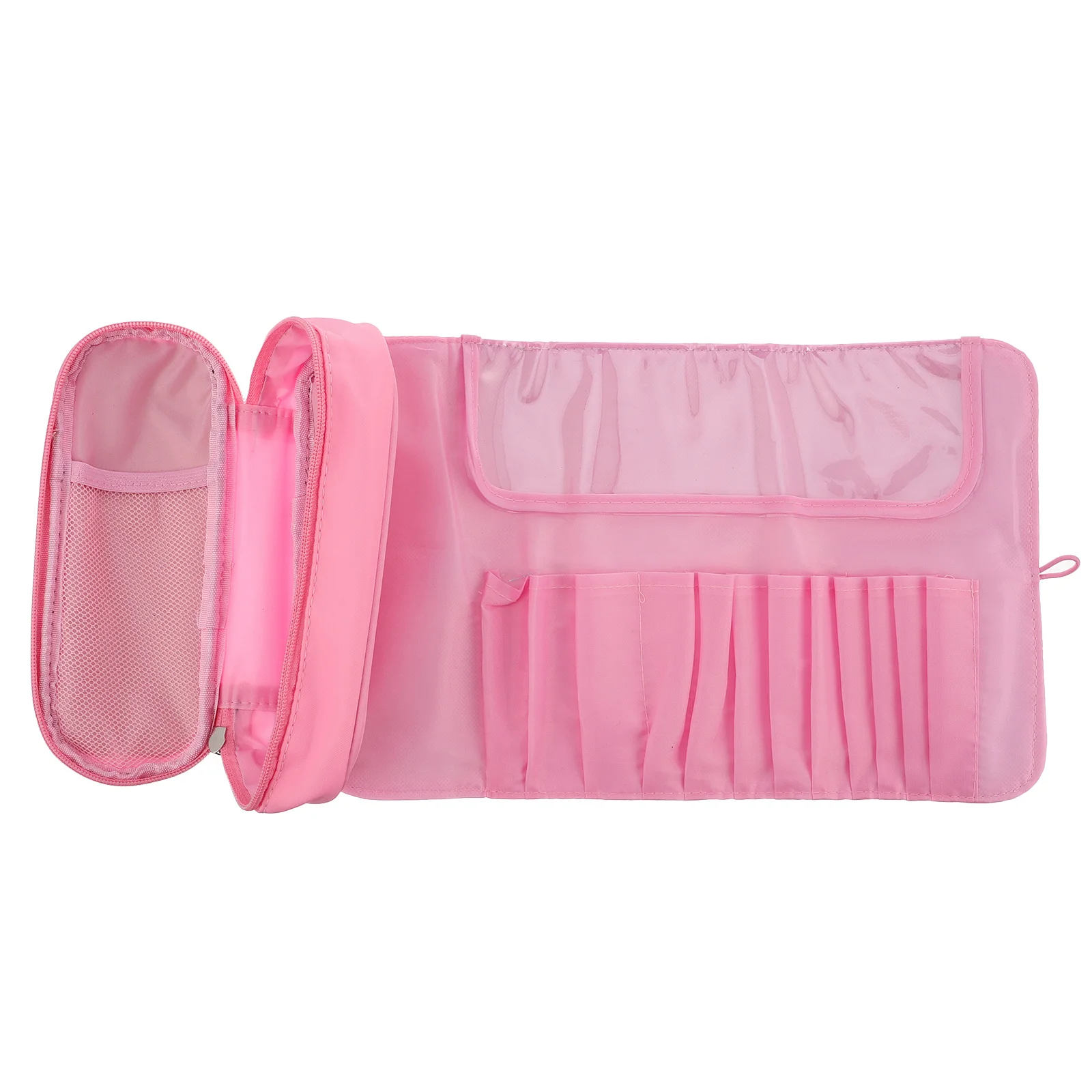 1 Przenośny futerał na pędzle do makijażu z dużą klapką i grubą tkaninową wyściółką do podróży i organizacji w domu