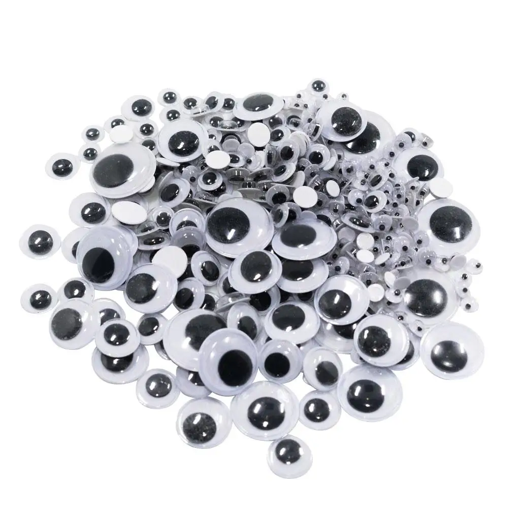 

Mixed Size Wiggle Eyes Black White Round Plastic Eyes for Kids Cardmaking Crafts and DIY Scrapbook Toys