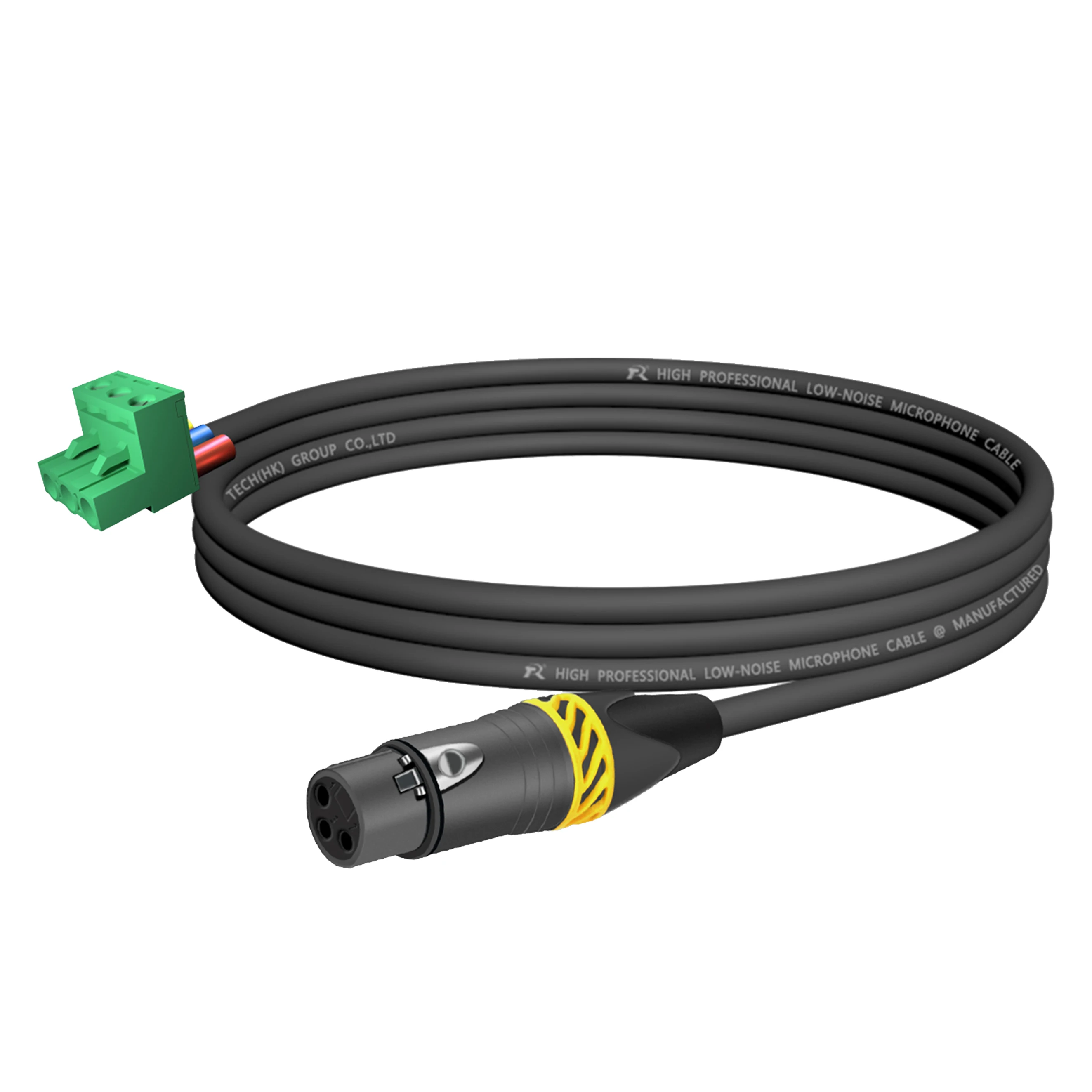 1 Stück Phoenix-zu-XLR-Audiokabel, Abgeschirmtes Kabel mit XLR-Stecker/Buchse und Gelber Rutschfester Zugentlastung – Detail 12