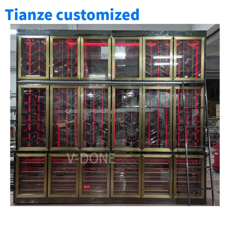 

[Customized]Constant Temperature Wine Cabinet with Lighting Effect Overall Electroplating Wine Display Rack Display Wine Stainle