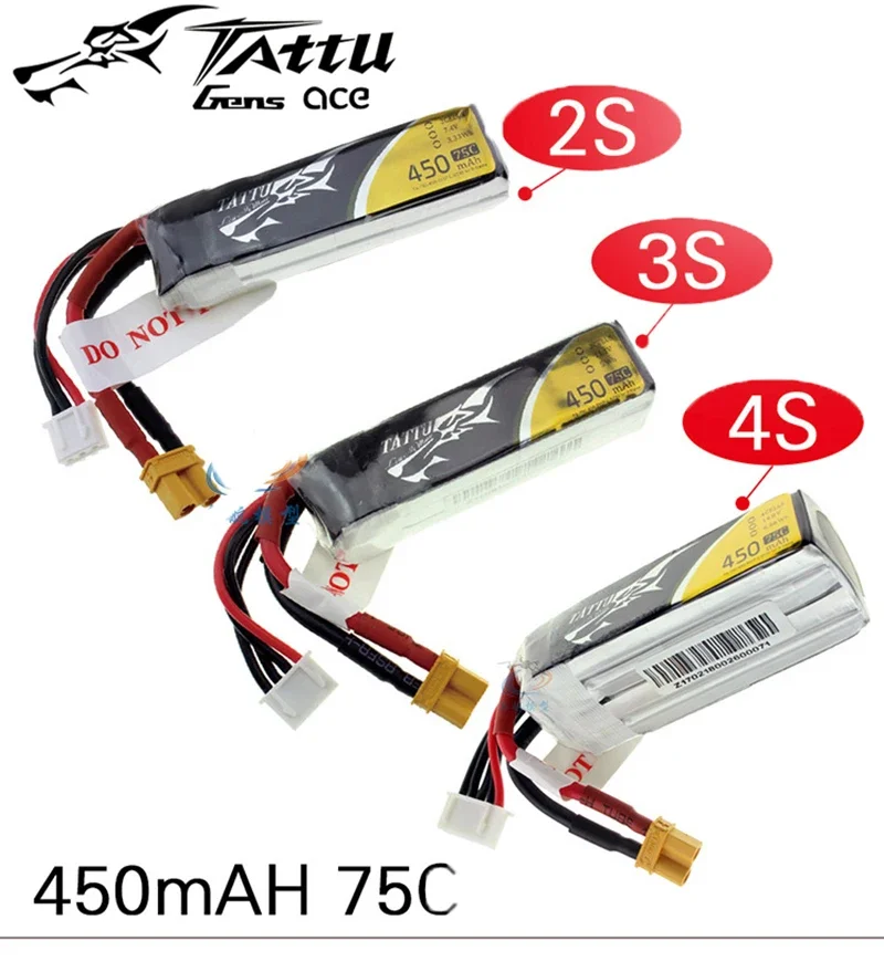 Akumulator Tattu LiPo 1S 2S 3S 4S 220 450 650 850 1300 1550 1800 2500MAh 45C 75C 95C XT30 XT60 Wtyczka do drona wyścigowego RC FPV