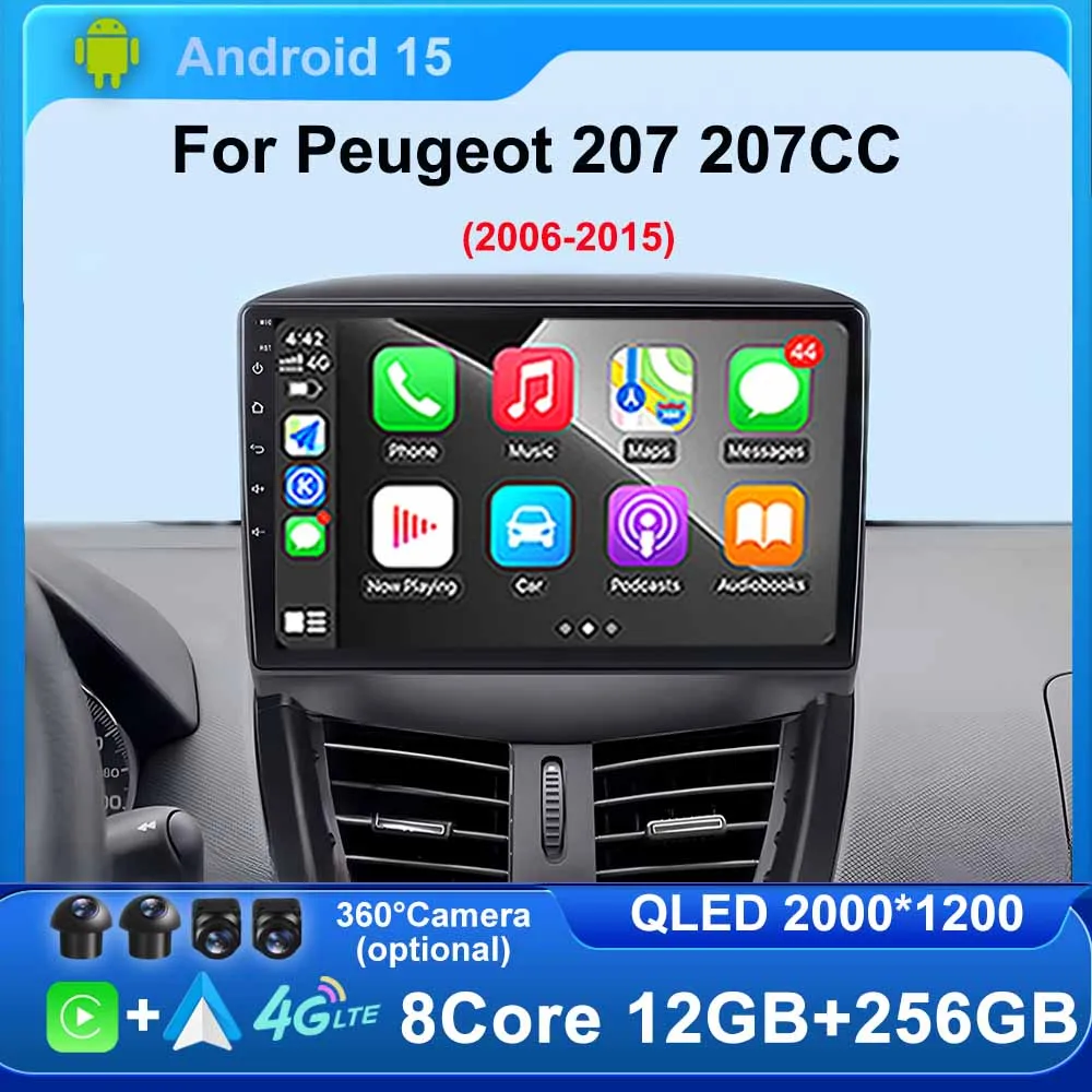 

Car Radio Android Head Unit for Peugeot 207 207CC 2006-2015Navigation GPS Carplay Multimedia 9inch Player 2din Stereo Autoaudio