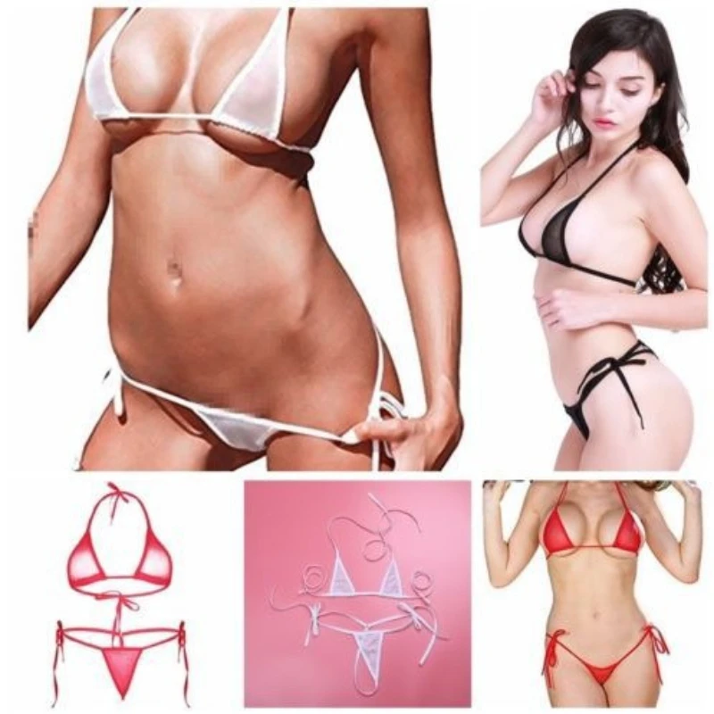 Intimo donna Sexy Sexy Set Tulle Mesh Backless traslucido intimo Micro perizoma vestito