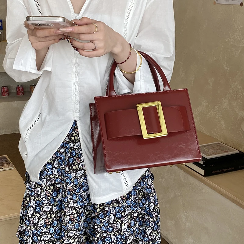 

Original Brand PU Leather Short-handle Bags Women's Fashion Buckle Deco Tote Bag Designer Handbag Large Capacity Shoulder Bags