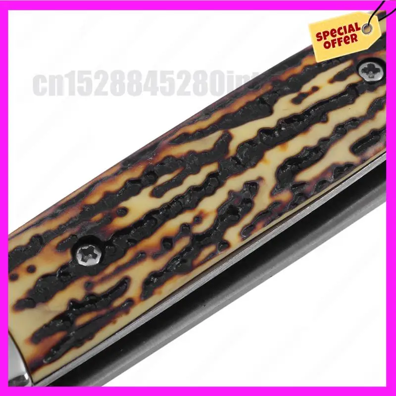 -ABUB 2Pcs Automatic Stainless Steel Combs Foldable Knife Brushes Hair Trimmer Comb Brush Imitation Bovine Bone Color