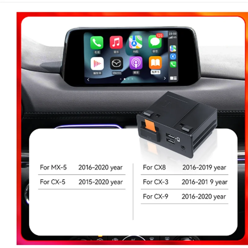 

QWE-Mini AI Box Wireless Carplay TK7866-9U0C Black Car Dongle For Mazda Connect System Android Auto Wireless Adapter