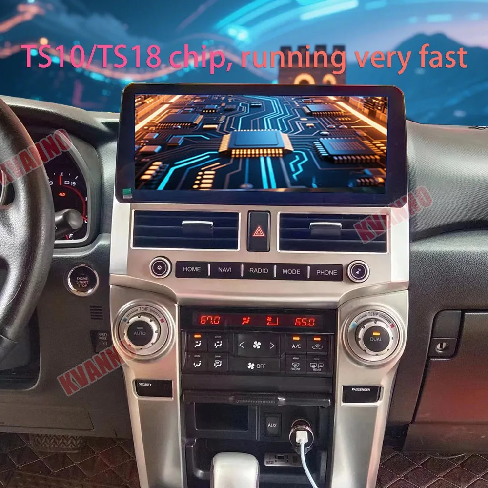 راديو سيارة يعمل بنظام أندرويد 15 بشاشة 12.3 بوصة ومعالج ثماني النواة وذاكرة وصول عشوائي (RAM) سعة 8 جيجابايت وذاكرة قراءة فقط 256 جيجابايت لسيارة تويوتا 4 رانر 2009-2022، مشغل وسائط متعددة، شاشة كار بلاي، نظام تحديد ا #5