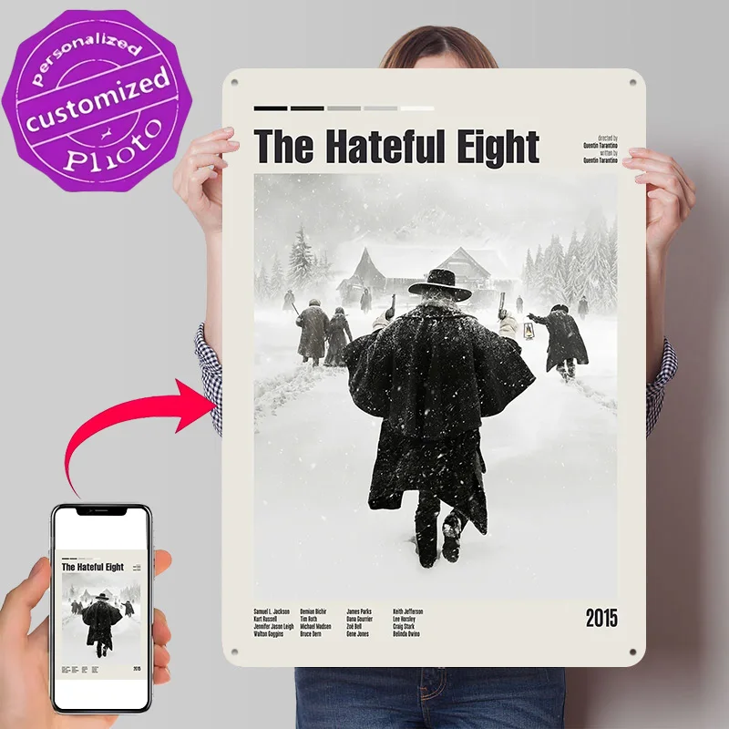 The Hateful Eight Movie 3D Printed Texture Poster Personalized Wall Art Retro Metal Tin Signs for Decoration Room Decor Luxury