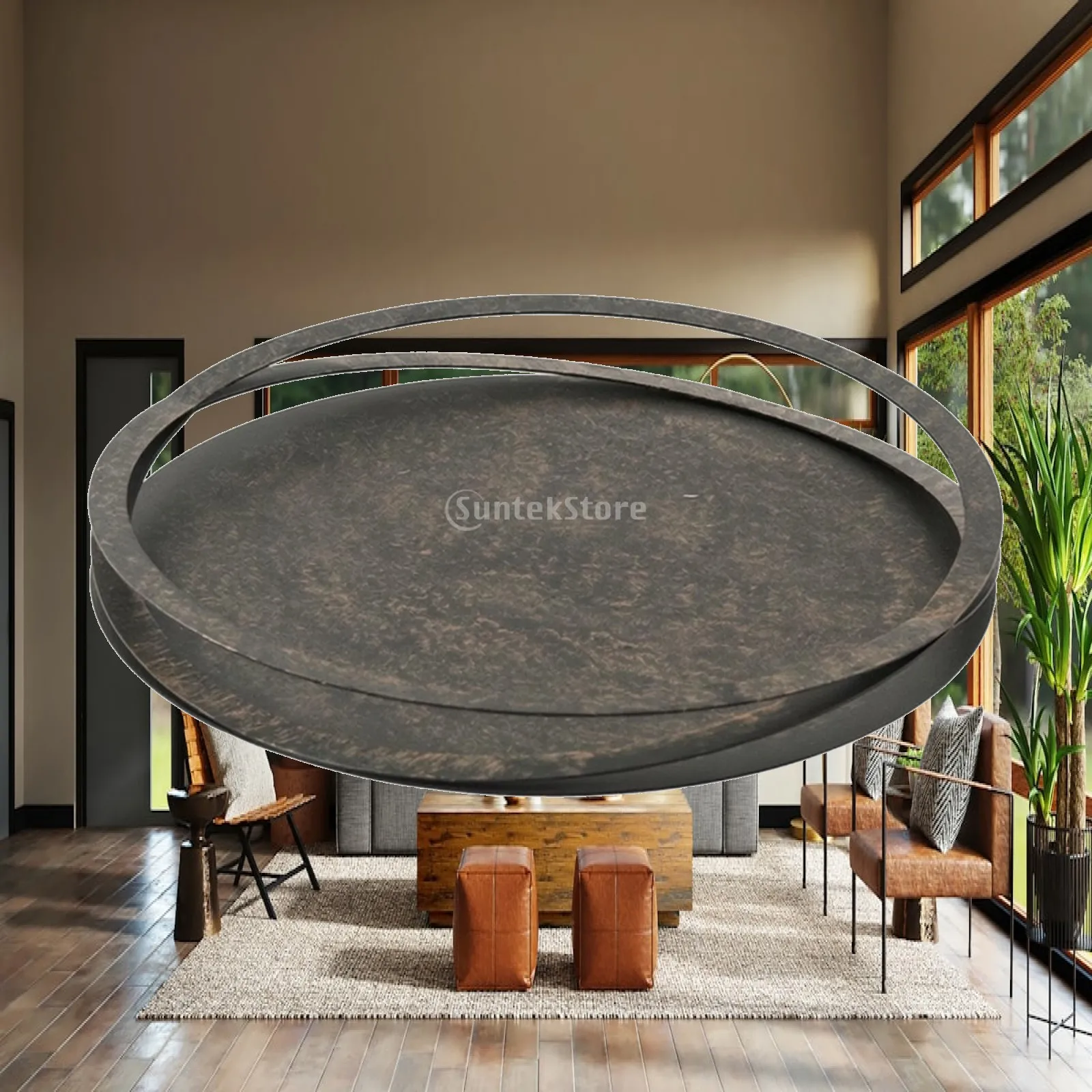 Round Vintage Serving Tray Durable Metal Decorative Tray for Drinks Snacks Centerpiece for Dining and Lounge