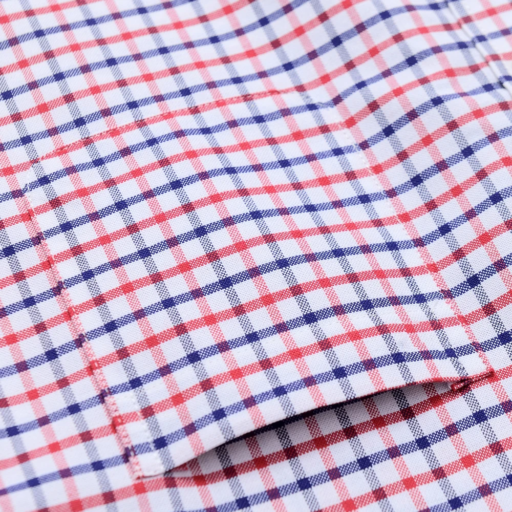 Camisa de algodón Oxford con bolsillo de manga larga y ajuste Regular a cuadros para hombre, camisas a cuadros informales cómodas y versátiles con