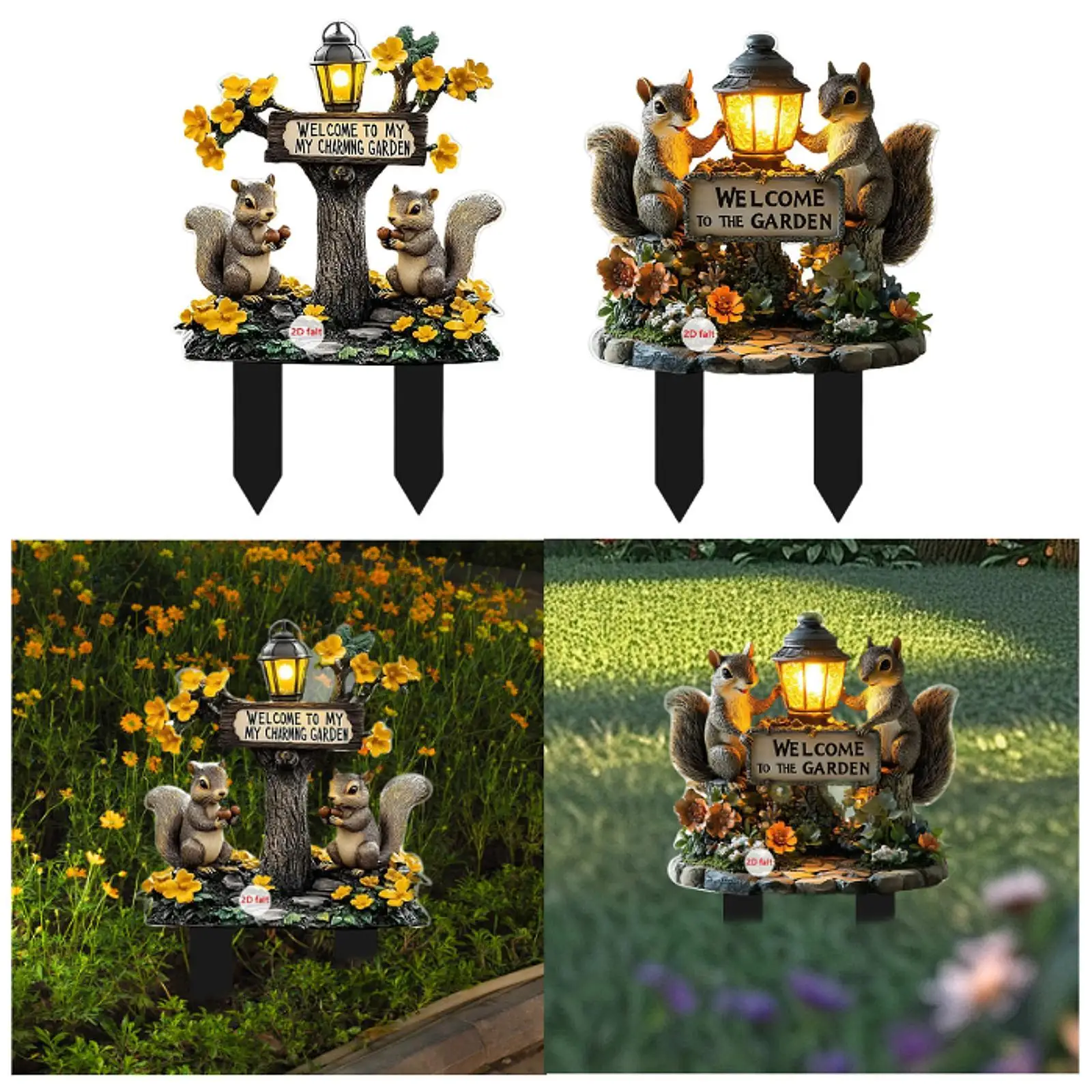 Squirrel Decorative Garden Stake 2D Acrylic Sign for Backyard Indoor Outdoor