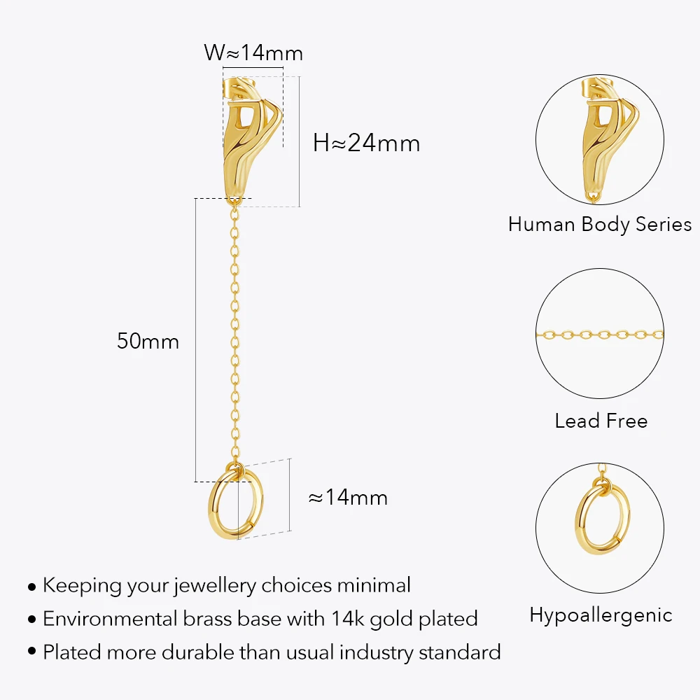ENFASHION 2023 nowe Pendientes Hook ręcznie spadek kolczyki dla kobiet modne kolczyki w złotym kolorze moda biżuteria odzież na co dzień E 231492